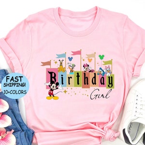 Disney Birthday Girl Shirt, Disney Birthday Balloons Tee, Mickey And Friends Birthday Girl Tee, Birthday Squad, Disney Birthday Family Tee