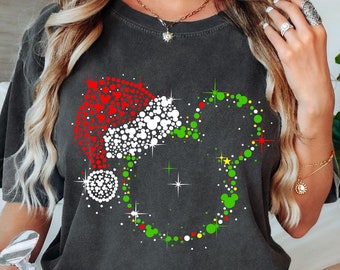 Camiseta navideña de Disney Comfort Colors®, camiseta de Mickey de Disney, camiseta navideña de Disneyland, camiseta navideña para fiestas, camiseta navideña para viajes de Disney, regalo de Navidad