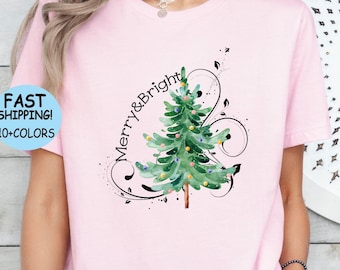 Merry Christmas Tree Shirt, Xmas Family Holiday Tee, Christmas Tree Sweatshirt, Xmas Gift, Christmas party Hoodie, Xmas merry and bright Tee