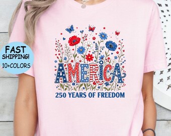 Floral 4th of July Shirt, USA 250th Anniversary Shirt, America Flag Tee, Usa 250th Independence Day Hoodie, Floral USA 250 Years Sweatshirt