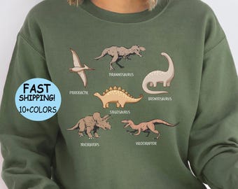 Funny Dinosaur Shirt, Dinosaur characters T-Shirt, Dinosaur Birthday Hoodie, Funny Birthday Gift, Women Men Dinosaur Sweatshirt
