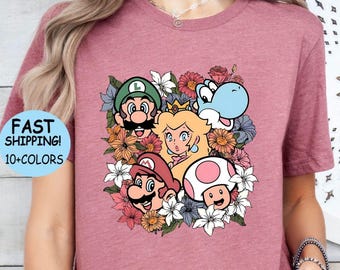 Camiseta floral de Super Mario Bros.: Camiseta para viaje de cine