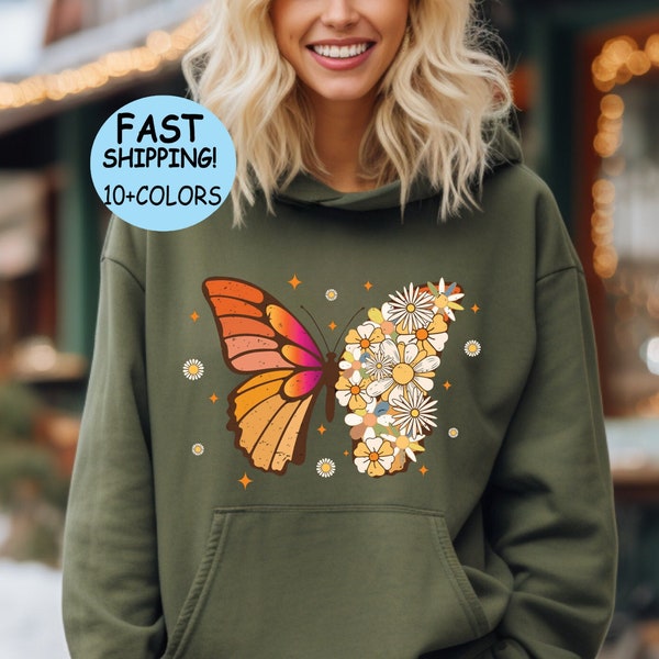 Floral Butterfly Sweatshirt, Butterfly Lover Tee, Butterfly Hoodie, Animal Lover Gift, Butterfly Graphic Tee, Floral Mama shirt, Freedom Tee