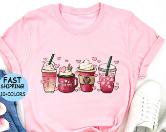 Sudadera de mujer para el Día de San Valentín, sudadera con capucha de café para San Valentín, linda camiseta para el Día de San Valentín, camiseta de amor con el café para San Valentín, linda camiseta para amantes del café