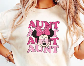 Comfort Colors Disney Aunt Shirt, Retro Disney Family Couple Trip Shirt, Minnie Aunt Tee,  Mothers Day Gift,Disney Dad And Mom Shirt