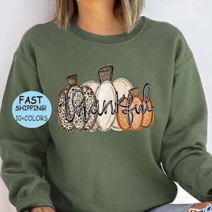 Thankful Shirt, Leopard Pumpkin Shirt, Buffalo plaid Pumpkin Sweatshirt, Thankful Tee, Matching Thanksgiving Family Hoodie, Funny Fall Shirt