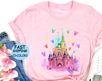 Disney Watercolor Castle Shirt, Disney Vacation sweatshirt, Disney Family Vacation Hoodie, Disney Castle Balloons Shirt, Disney Trip Shirt