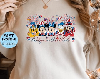 Disney Mickey and Friends 4th of July Shirt, USA 250 Years Sweatshirt, Independence Day Tee, USA 250th Anniversary Hoodie, USA Patriots Gift