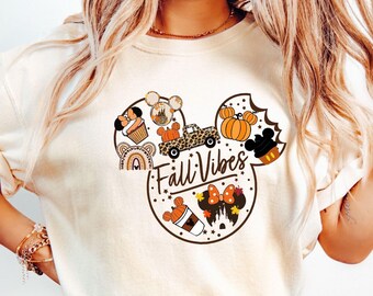 Comfort Colors® Disney Fall Shirt, Mickey Fall Vibes Shirt, Fall Vacation shirt, Halloween shirt, Thanksgiving shirt, Disney Family Trip Tee