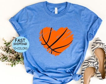 Distressed Basketball Heart Shirt: Sporty Mom Tee