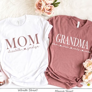 Mom Shirt, Personalized Mom Shirt, Gift For Mom, Gift For Grandma, Shirt With Kids Names, Grandma Shirt,Mom Shirt Kids Names Shirt( FONT 10)