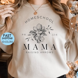 ホームスクールママフラワースウェットシャツ：新学期Tシャツ