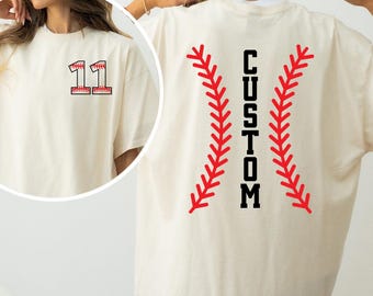Comfort Colors Baseball Number and Name shirt, Baseball lover Shirt, Baseball Mom Tee, Personalized Baseball Fan Gift, Custom baseball team