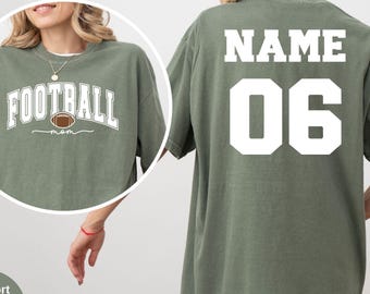 Comfort Colors Personalized Football T-Shirt, Name and Number Football shirt, Custom Football Mom Shirt, Football Game Day T-Shirt