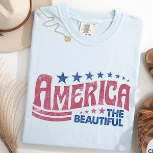 Comfort Colors Retro America Flag Shirt, America The Beautiful, Memorial Day Shirt, Patriotic USA Shirt, Independence Day, 4th of July Tee