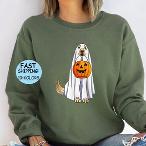 Halloween Dog Ghost Sweatshirt: Halloween Shirt, Halloween Pumpkin Tee, Cute Halloween Dog Shirt, Pumpkin Dog Shirt, Halloween Gift