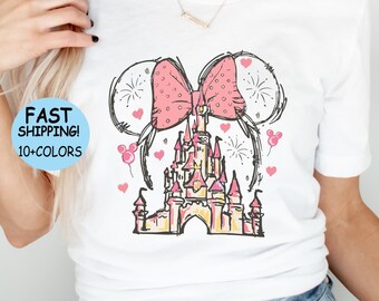 Aquarell Minnie Maus Schloss Shirt, Retro Magic Kingdom Urlaub