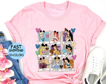 Maglietta con palloncini dei personaggi delle Principesse Disney, maglietta di compleanno delle Principesse Disney, felpa con cappuccio Disney Family Vacation, felpa con cappuccio Disneyland Girl Trip