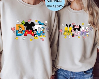 Disney Mom Sweatshirt, Disney Dad Shirt, Mickey Dad Shirt, Minnie Mom Shirt, Mickey Minnie Familie paar Reise Shirt, neue Mama New Dad Hoodie