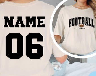 Personalized Football T-Shirt, Name and Number Football sweatshirt, Custom Football Mom Shirt, Football Game Day Hoodie, Football lover Gift