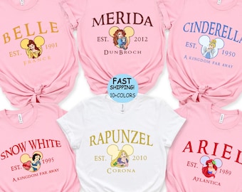 Disney Princess Characters Shirts, Disney Princess Castle Sweatshirt,Princess Birthday Girl Gift, Matching Disney Princess Group Trip Hoodie