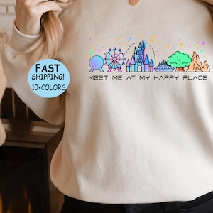 Disney Meet Me At My Happy Place Shirt, Disney Family Vacation Tee, Disney Vacation Tee, Matching Disney Trip Shirt, Disney World Epcot Tee