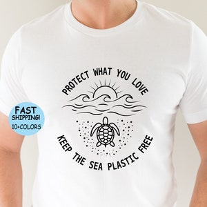 Save The Ocean Cotton Blend Tee: Sea Turtle Environmental T-Shirt