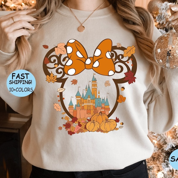 Fall Minnie Ear Tee, Fall Mickey Ear, Disney Fall Couple Tee, Halloween Disney Ear Shirt, Mickey Autumn Tee, Disney Halloween Party Tee