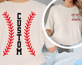 Baseball Number and Name shirt, Baseball lover Sweatshirt, Baseball Mom Tee, Personalized Baseball Fan Gift, Custom baseball team Hoodie