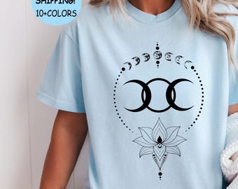 T-shirt bohème phase de lune : design lunaire spirituel mystique