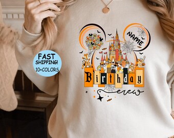 Camiseta de cumpleaños de Halloween de Disney, sudadera de viaje familiar de Disney, sudadera con capucha para fiesta de cumpleaños de Halloween, camiseta personalizada con nombre de castillo de Halloween