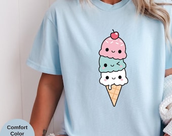 コンフォートカラーズ カワイイアイスクリームシャツ：サマーTシャツ