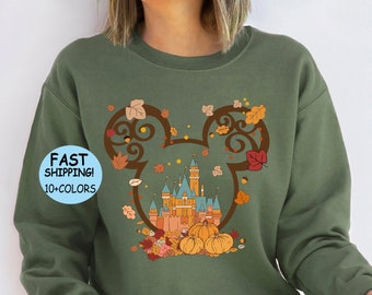Camiseta con orejas de Mickey de otoño, sudadera de otoño de Disney, camiseta de pareja familiar de otoño, sudadera con capucha de fiesta de otoño, camiseta de fiesta de Halloween de Disney, camiseta de Mickey de otoño