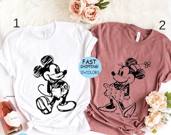 Disney Sketch Shirt, Disney Silhouette Couple Shirt, Mickey Sketch Tee, Disney Trip Shirt, Disney Vacation Shirt, Disney Family Vacation Tee