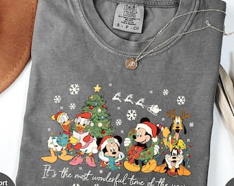 Comfort Colors® Vintage It's The Most Wonderful Time of The Year Tee, Disney Christmas T-Shirt, Mickey and Friends Xmas Party 2026 Shirt