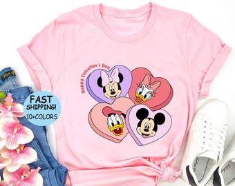 Happy Valentine's Day, Mickey And Friends Heart Shirt, Disney Valentines Sweatshirt, Disney Couple Hoodie, Disney Tee, Valentines day Gifts