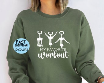 面白いワインワークアウトシャツ：クロックスクリューTシャツ、ワイン愛好家へのギフト