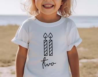 Cute Two Candle Birthday Shirt, Girls 2nd Birthday Tee, Second Birthday Gift, Birthday Outfit Girl Tee, Cute Second Birthday Toddler shirt