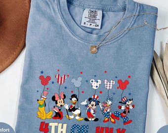 Camiseta Comfort Colors® Mickey y sus amigos del 4 de julio, camiseta del 250 aniversario de EE. UU., 250 años de América, camiseta del Día de la Independencia y la Libertad