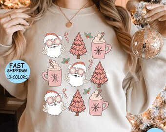 Retro Santa Christmas Graphic Tee, Vintage Style Shirt