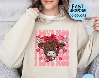Heifer Valentine Sweatshirt, Valentines Highland Cow Shirt, Valentines Western Country Hoodie, Valentines Day Love Cow Shirt, Funny Cow Tee
