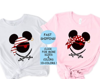 Maglietta da crociera coordinata Disney Pirates, t-shirt di Minnie e Topolino Pirati dei Caraibi, maglietta coordinata da crociera, festa dei pirati, maglietta da crociera