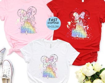 Disney watercolor Castle Minnie Shirt, Disney Castle Hoodie, Disney family Trip Shirt, Disney Family Vacation Sweatshirt, Magical Castle Tee
