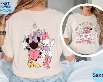 Disney Minnie Daisy Letnia Koszulka, Dziewczyny Just Wanna Have Sun Tee, Disney Besties Koszulka, Dziewczyny Just Wanna Have Fun Koszulka, Disney Letnia Koszulka