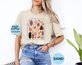 Christian Fall Leaves Shirt:  Autumn Season Shirt Bible Verse Tee Women Religious Gift
