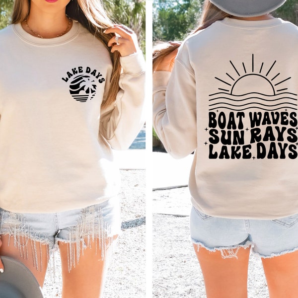 Boat Waves Sun Rays Lake Days Sweatshirt, Cute Lake Days Shirt for Family, Lake Life Hoodie, Boat Trip Shirt, Cute Boat Tee, Summer Trip Tee