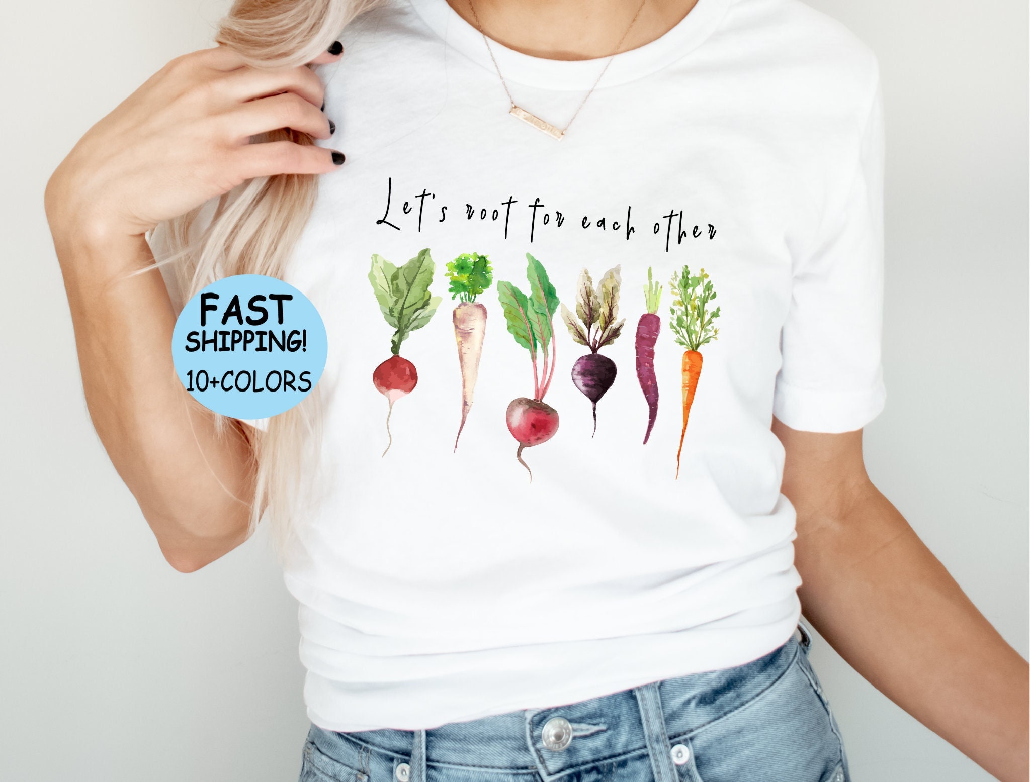 Let's Root for Each Other and Watch Each Other Grow Gardening Vegetable  Green Thumb Design UNISEX Relaxed Jersey T-shirt for Women 