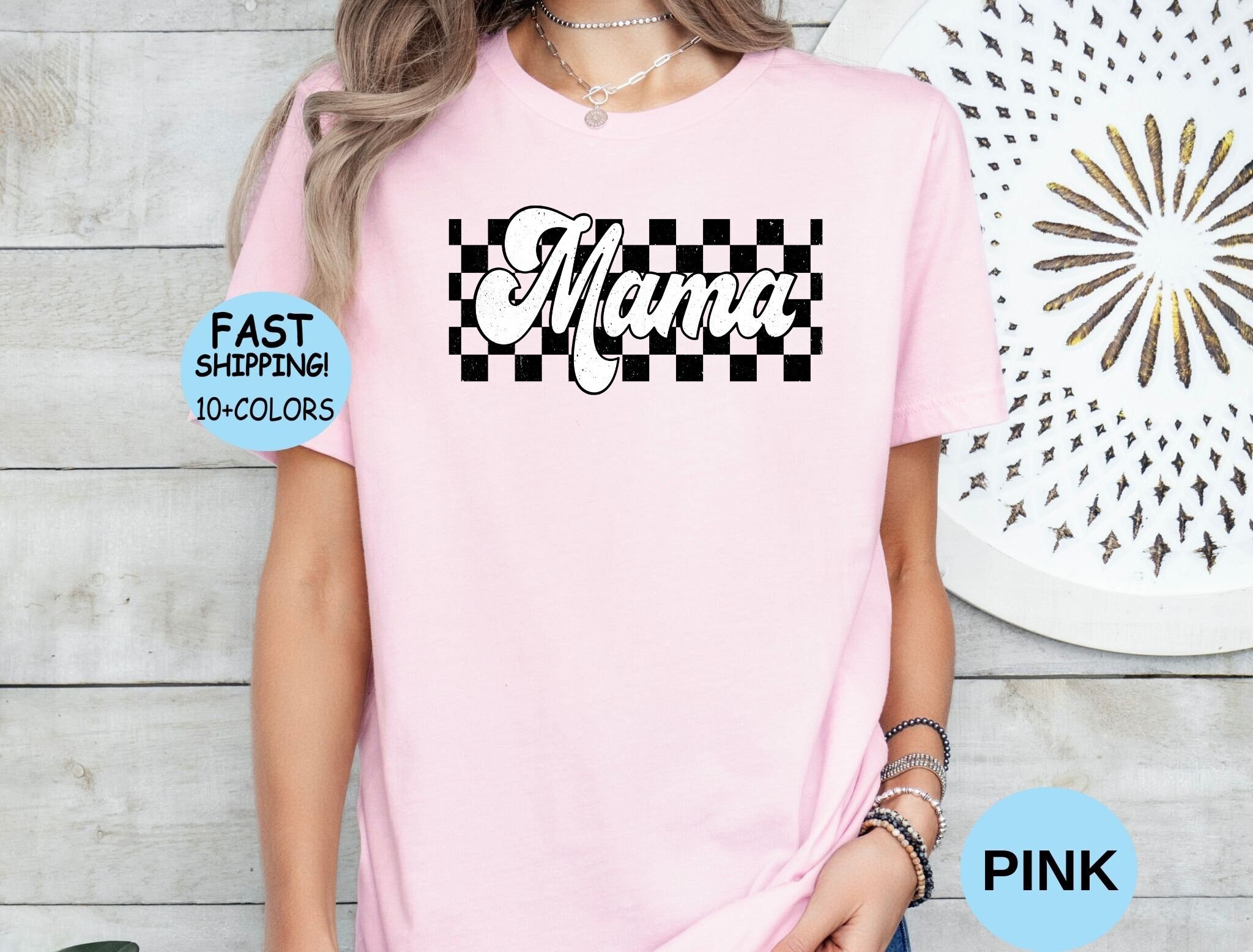 Checkered Mama Shirt, Retro Mom Tee, Mother's Day Gift - Etsy