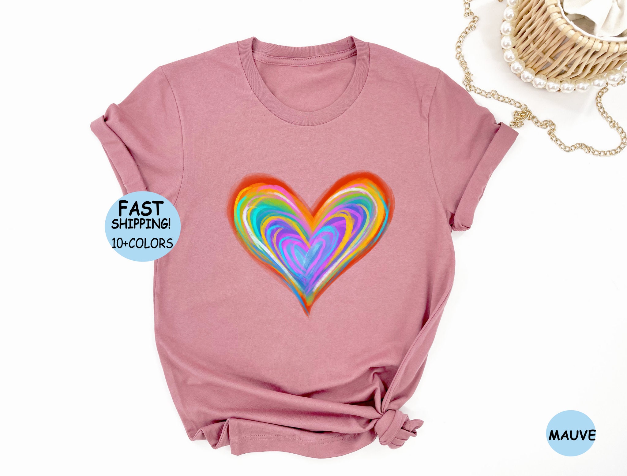 Discover Watercolor Heart Shirt, Cute Valentines Day Tee, Valentines Day  T-Shirt