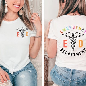 ERナースシャツ：両面プリントの救急科Tシャツ